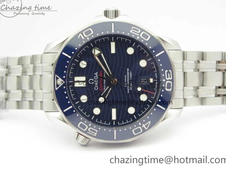 0301 ZeroBulk 2018 Seamaster Diver 300M OMF Best Edition Blue Ceramic Blue Dial on SS Bracelet A8800 (Black Balance Wheel) 7957